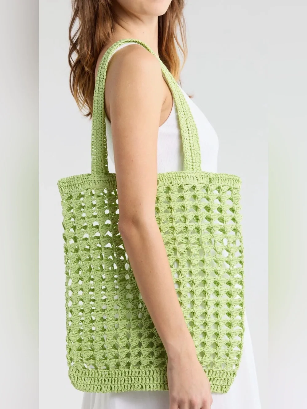 Collection XIIX Lime Green Straw Bag